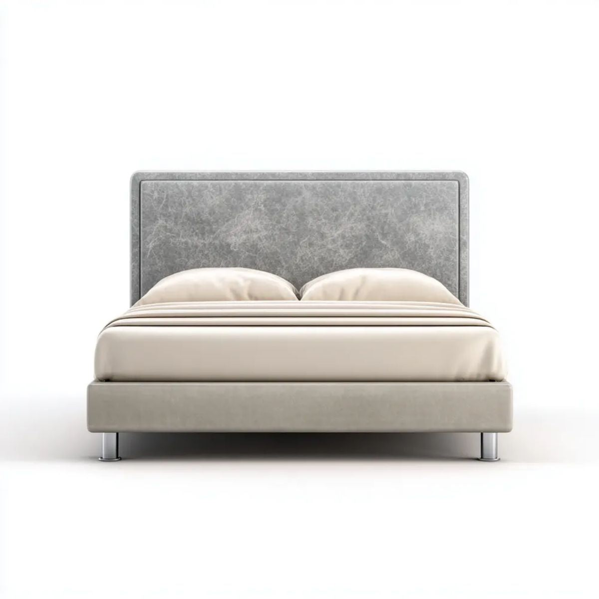 Tapicerowane łóżko dwuosobowe szare 160 x 200 cm