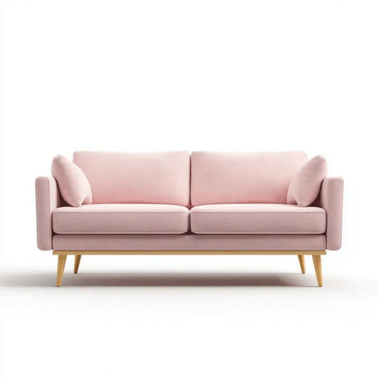 Różowa sofa 2-osobowa z poliestru na nogach z litego drewna bukowego, 180 x 82 x 84 cm