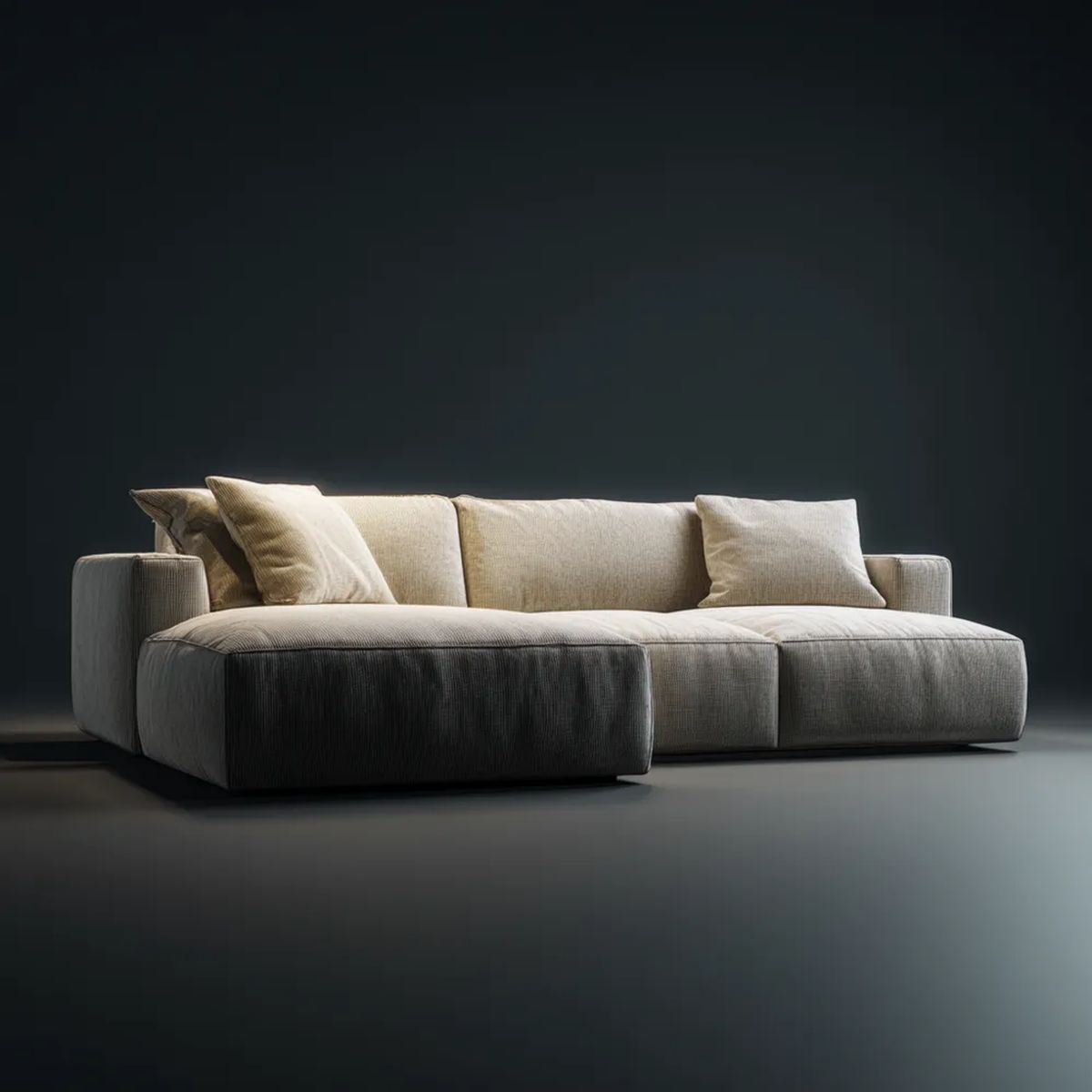 Beżowa sofa trzyosobowa z poliestrowego sztruksu 240 x 105 x 78 cm
