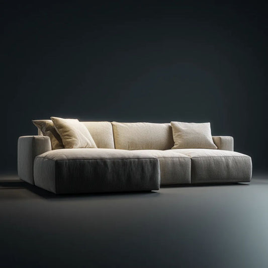Beżowa sofa trzyosobowa z poliestrowego sztruksu 240 x 105 x 78 cm