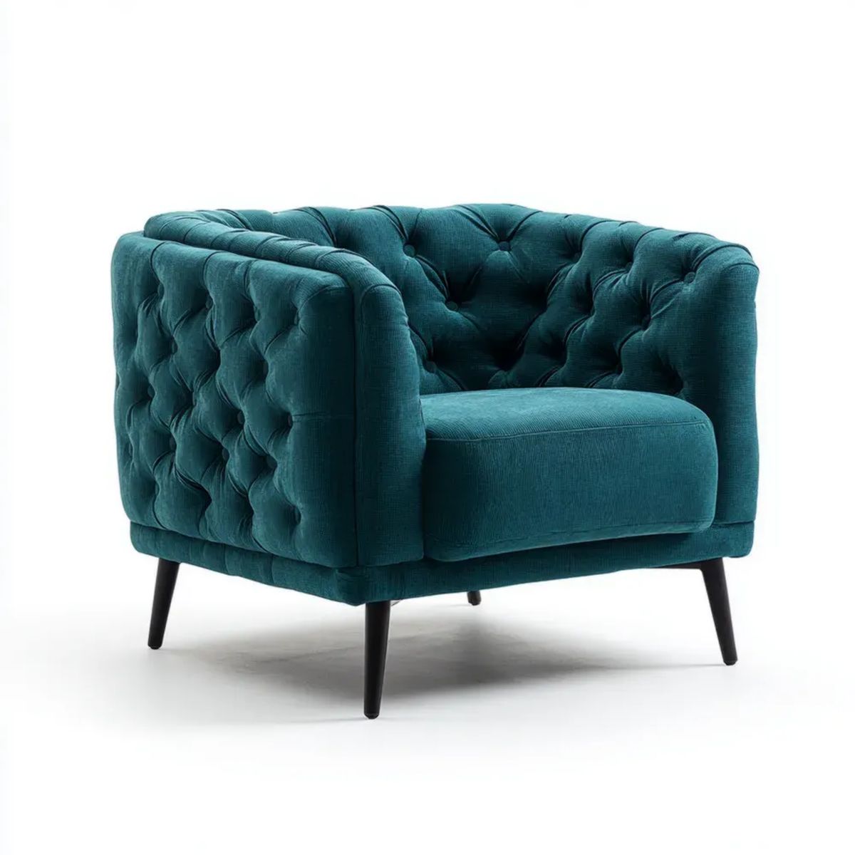 Fotel wypoczynkowy Chesterfield z weluru poliestrowego, ciemnozielony, 105 × 90 × 78 cm